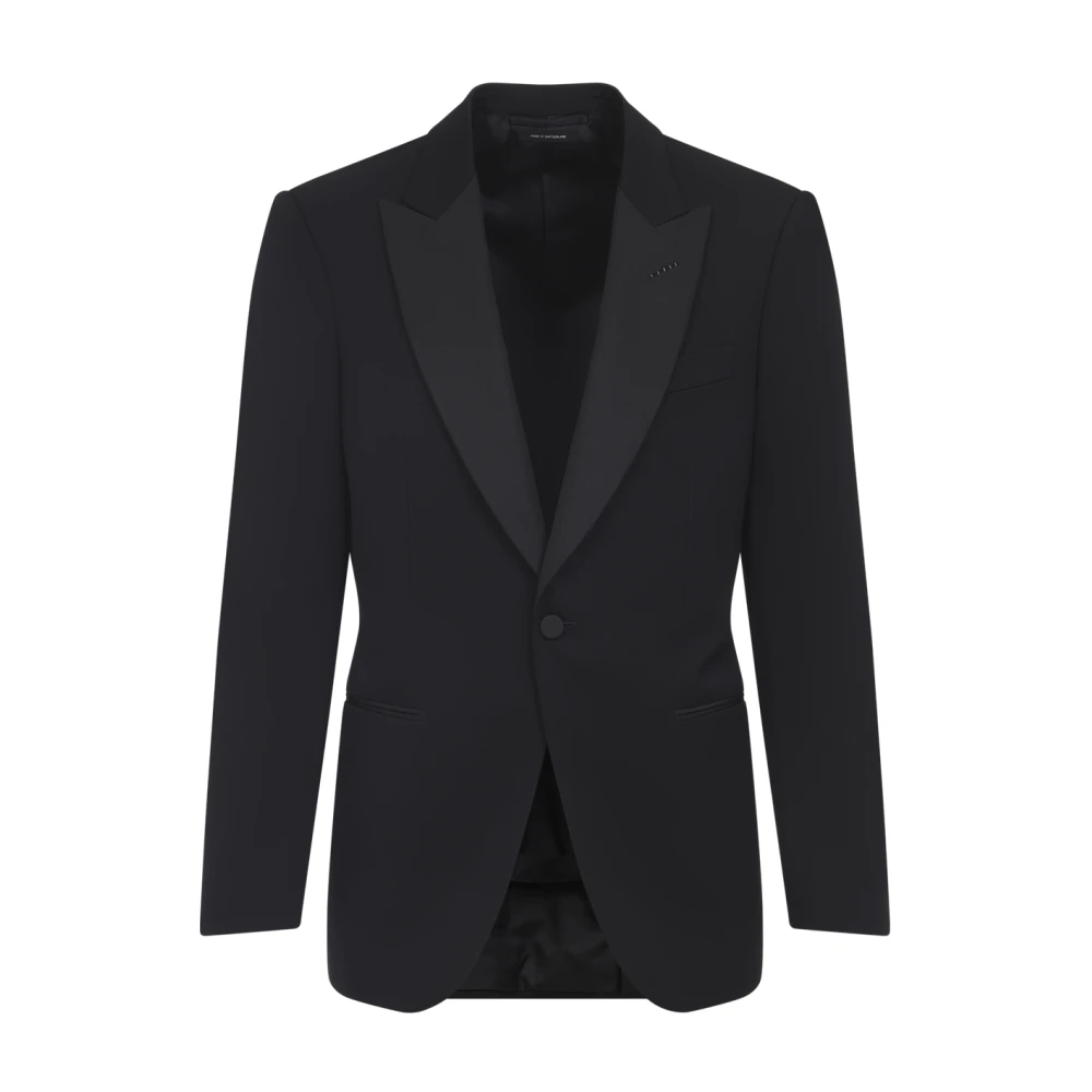 Tom Ford Men's Black Wool Jacket Aw25 - Blazers - L - Jackets