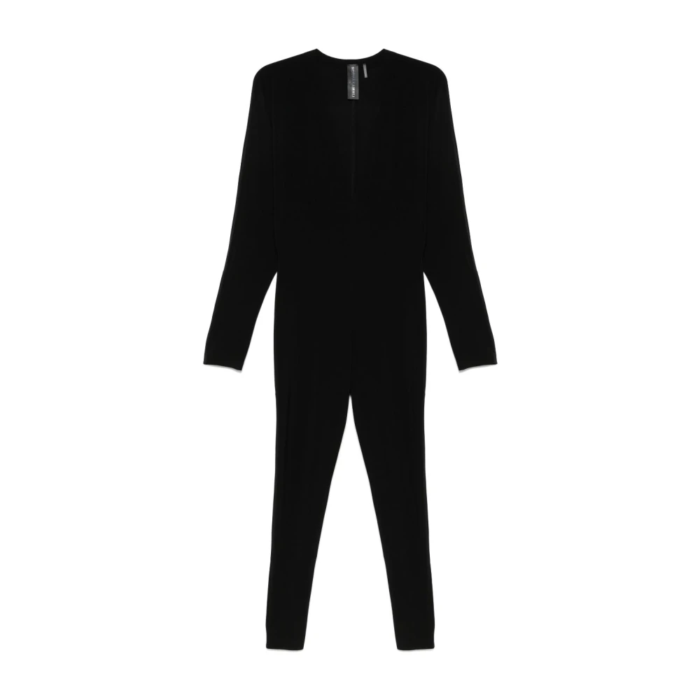 Norma Kamali Zwarte V-hals Batwing Mouw Jurk Black Dames