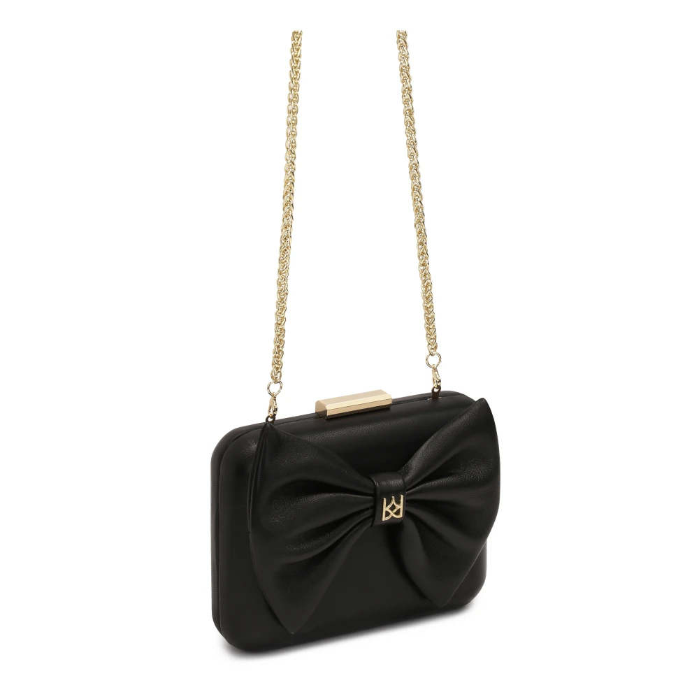 Kazar Zwarte clutch tas met een grote strik aan de voorkant Black Dames