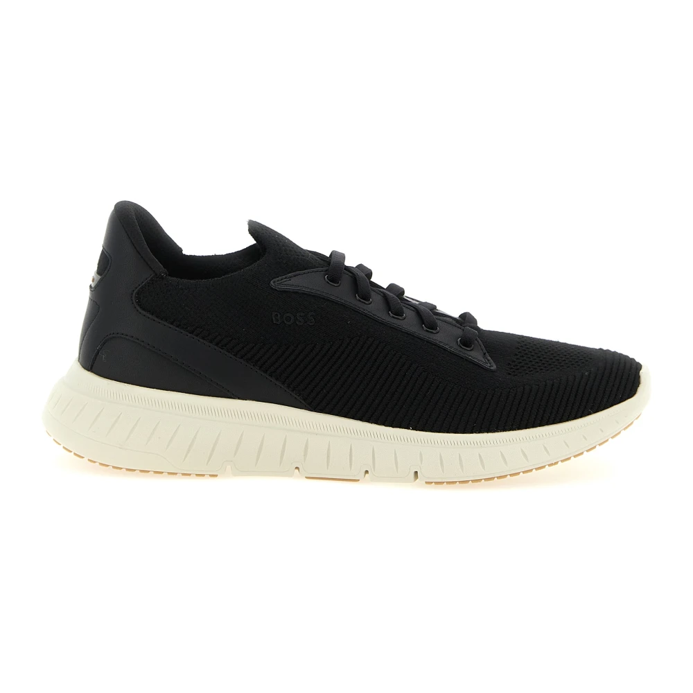 Hugo Men's Black Sneakers, 9 Uk, Ttanis Knit Trainers
