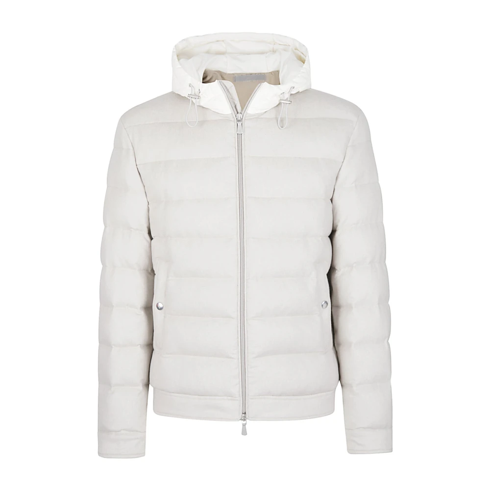 Eleventy Ultralight Down Jacket with High Collar Beige Heren