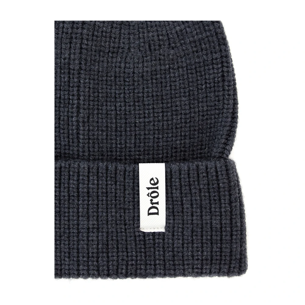 Drole de Monsieur Grijze Merinowol Beanie Hoed Gray Heren