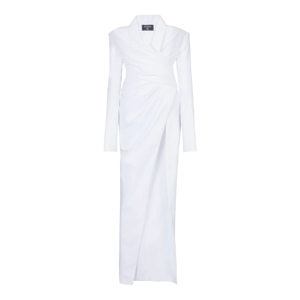 Balmain Mouwloze popeline bustierjurk White Dames