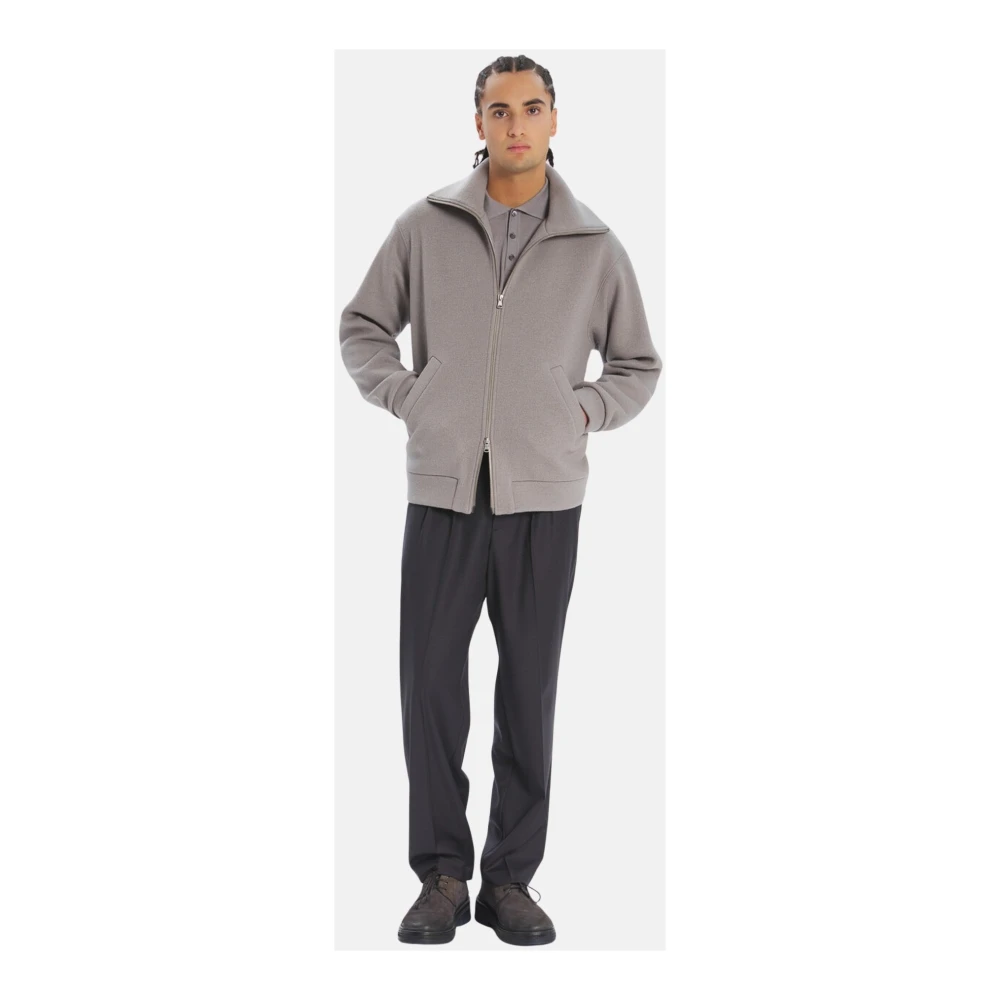 Barena Venezia Wollen Jersey Rits Sweater met Zakken Gray Heren