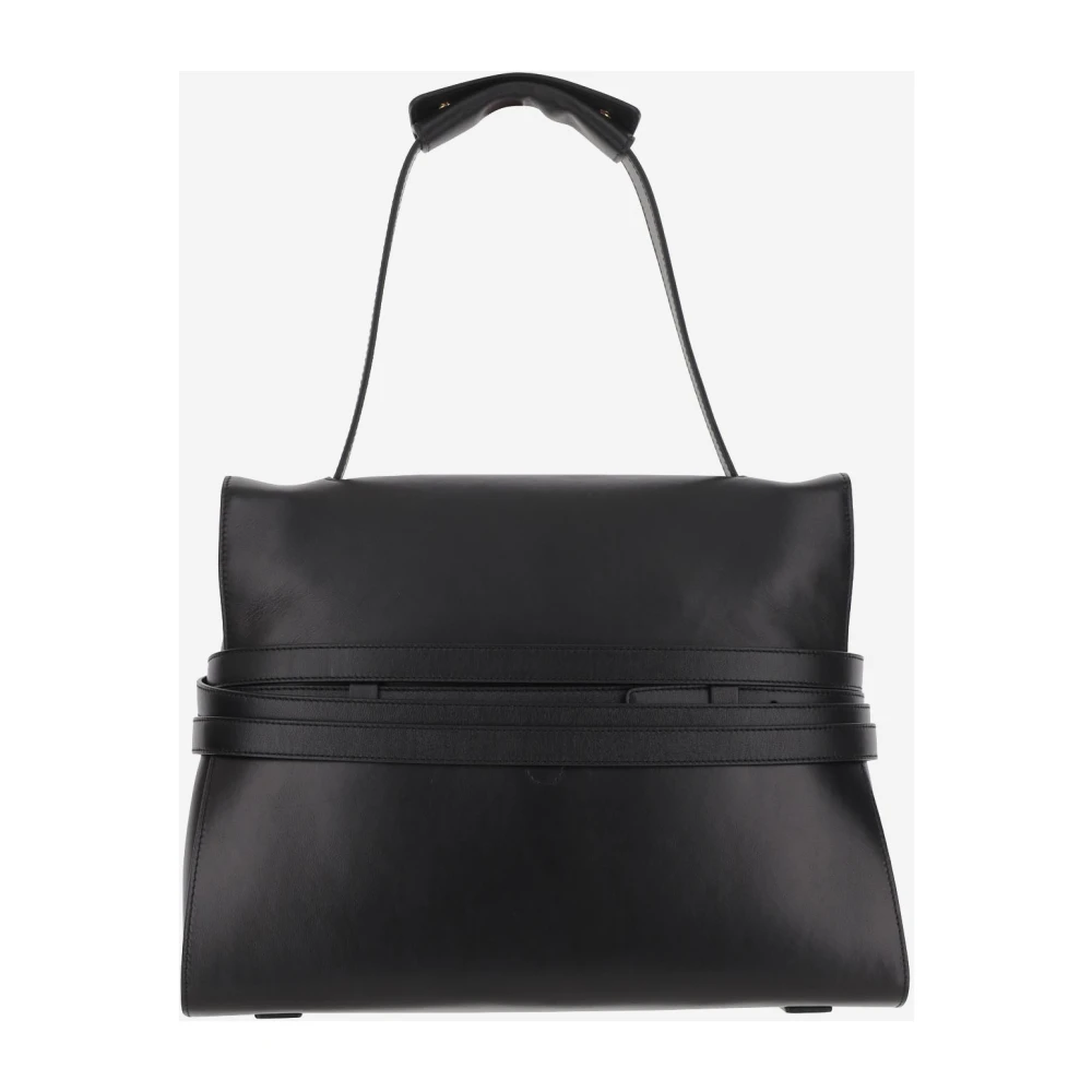 Moschino Schoudertas van schapenleer Klep sluiting Black Dames