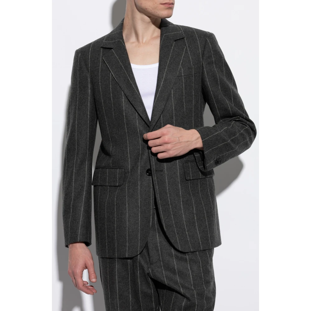 Burberry Wollen blazer met gestreept patroon Gray Heren
