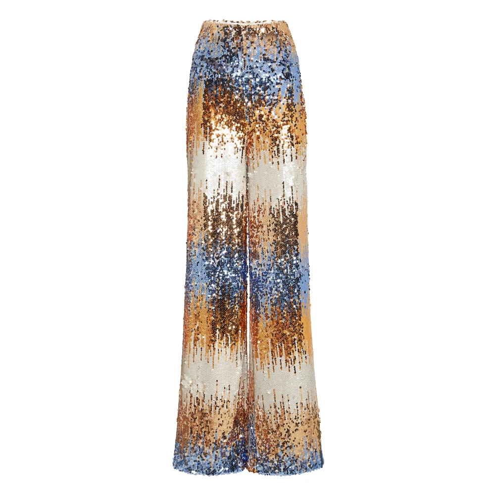 Philipp Plein Vrouw Multicolor Broeken Dames, Veelkleurig, Xs, Pailletten, Sequins High-Waist Palazzo Pants