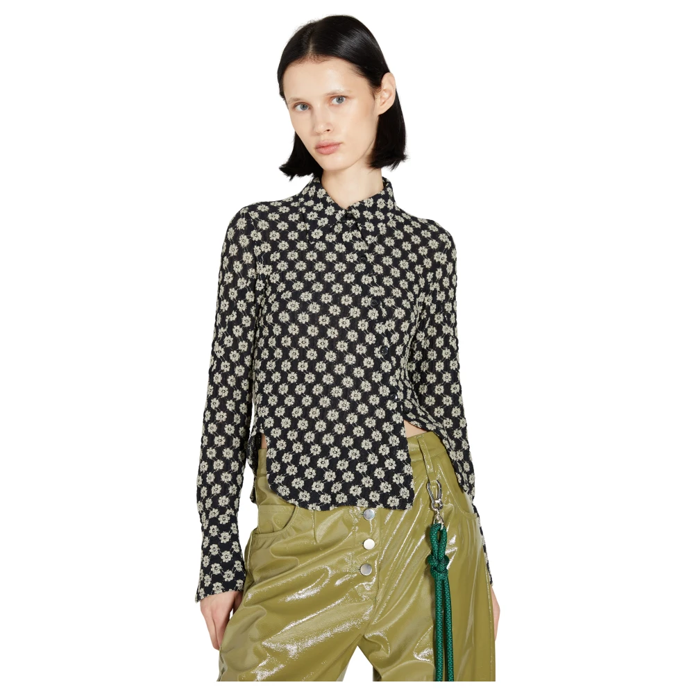 Song For The Mute Women's Black Twisted Lace Shirt - Shirts - M - Blouses & Shirts