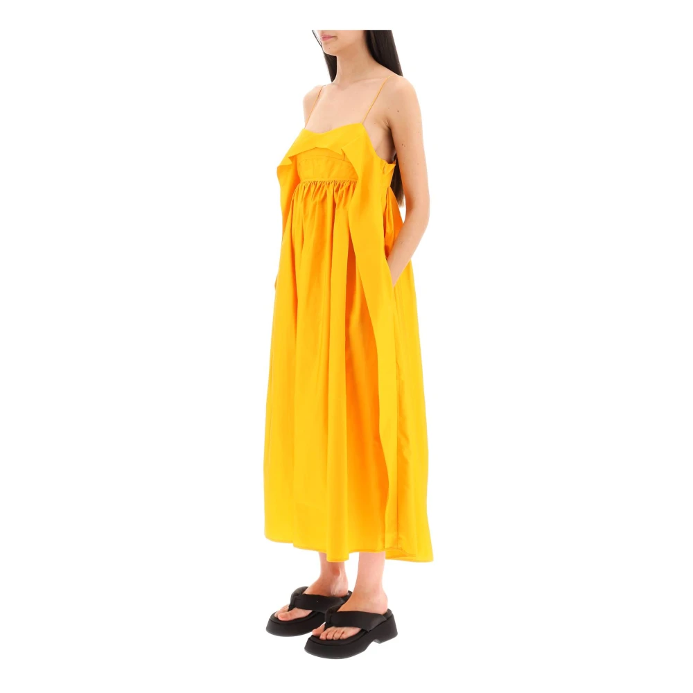 Cecilie Bahnsen Katoenen jurk met geplooide rok en open rug Orange Dames