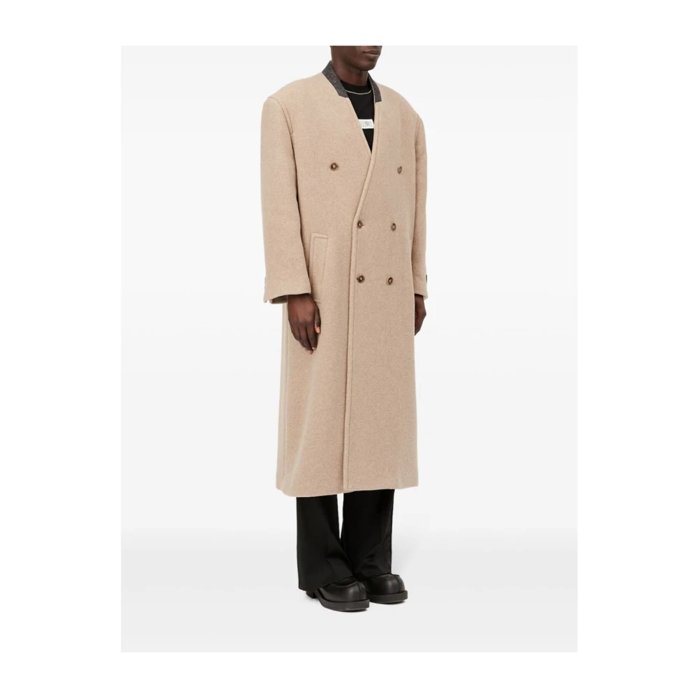 MM6 Maison Margiela Beige Oversize Double-Breasted Jas Beige Heren