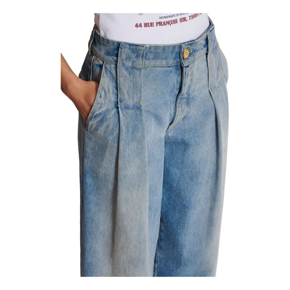 Balmain Geplooide denim jeans Blue Dames