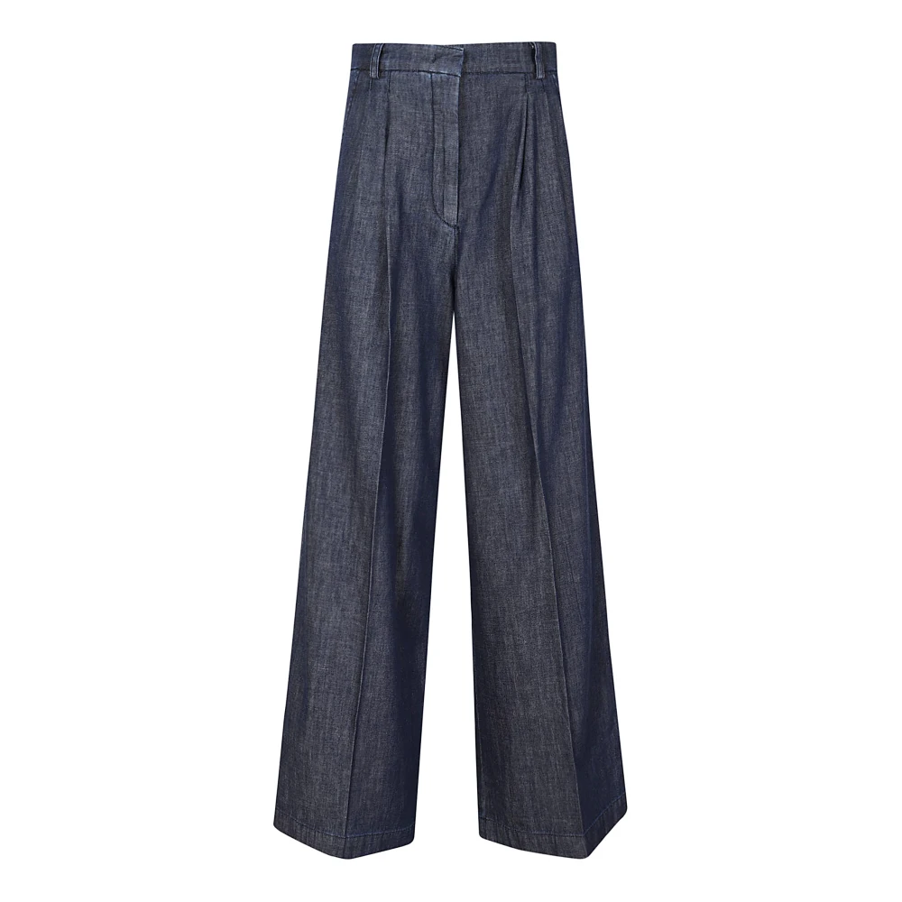 Max Mara Weekend Donkere denim broek met dubbele plooi Gray Dames
