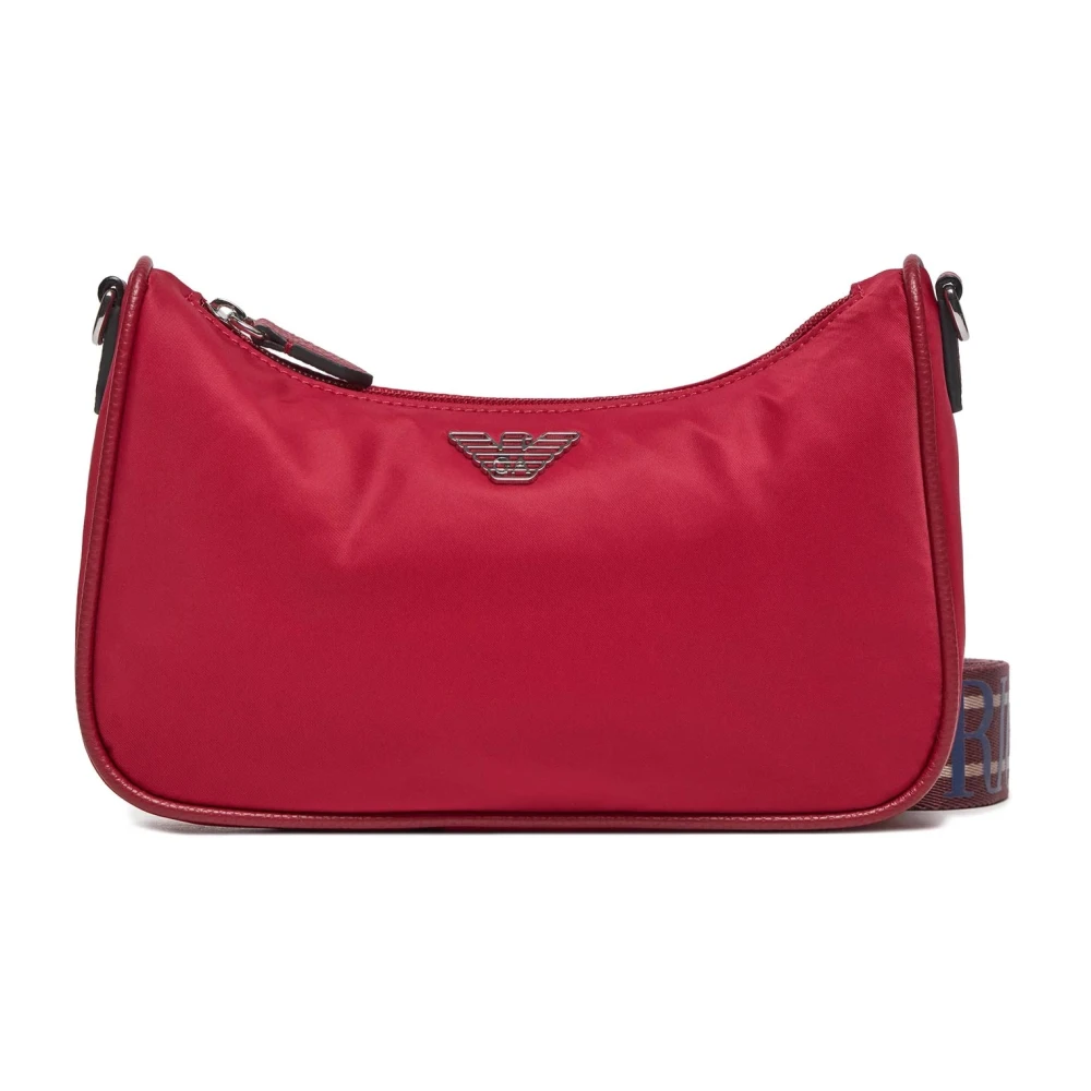 Emporio Armani Nylon Adelaar Plaque Rits Schoudertas Red Dames