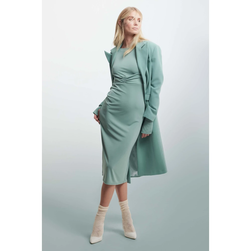 Kocca Elegante Gedrapeerde Taille Lange Jurk Green Dames