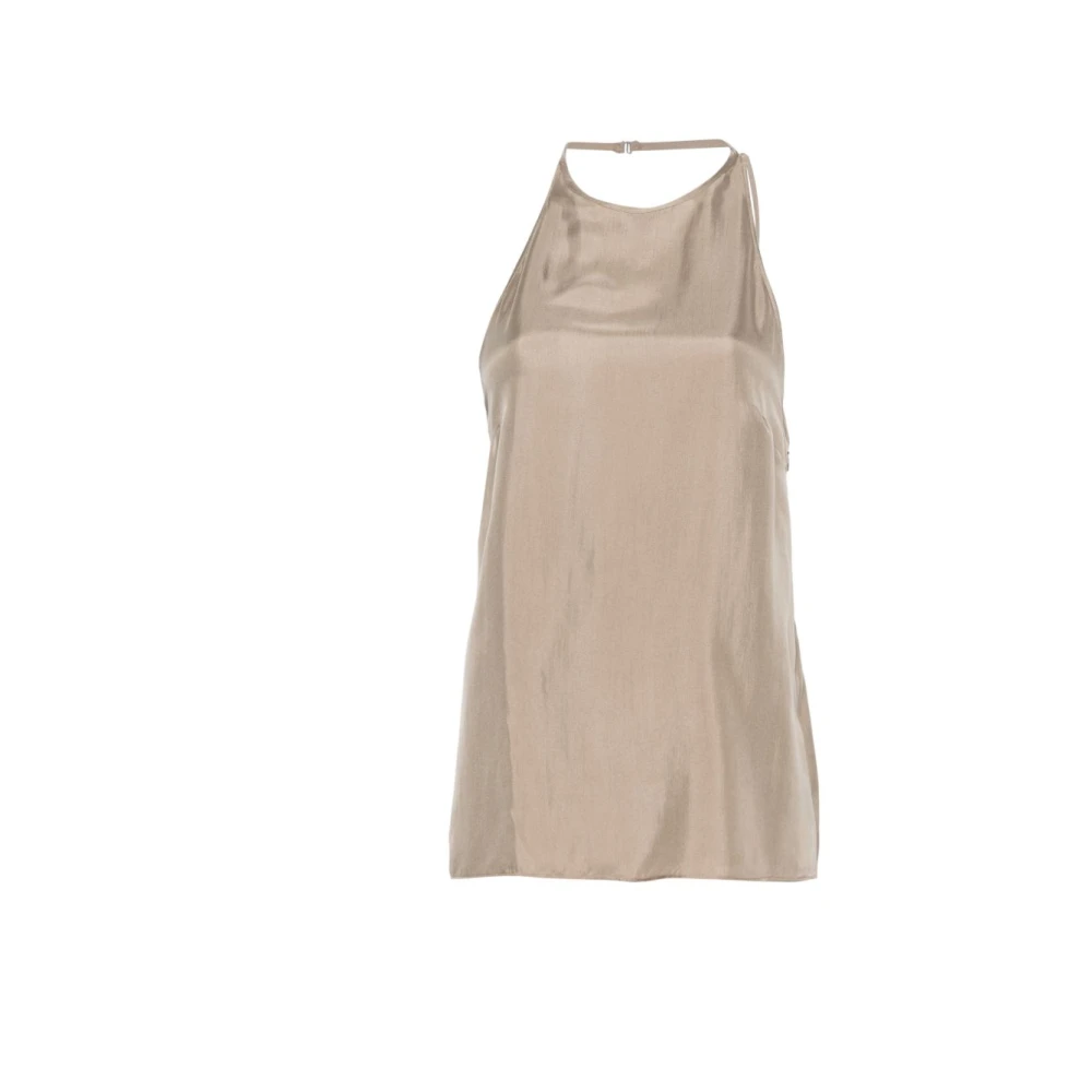 Alysi Women's Gray Silk Spaghetti-Strap Top - Sleeveless Tops - M - Tops