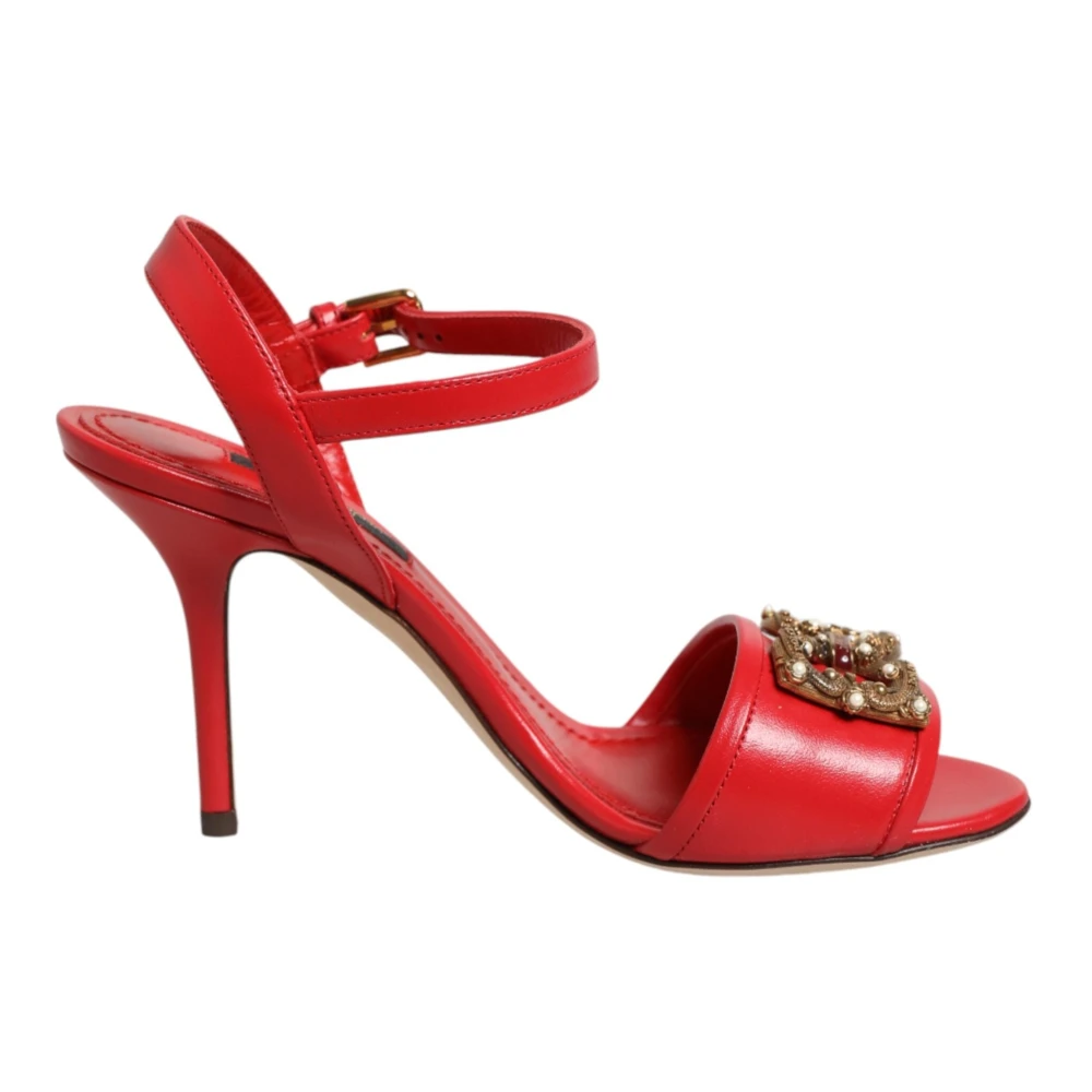 Dolce & Gabbana Red Amore Heels Sandals - Female - High Heel Sandals - 2 1/2 Uk - Shoes