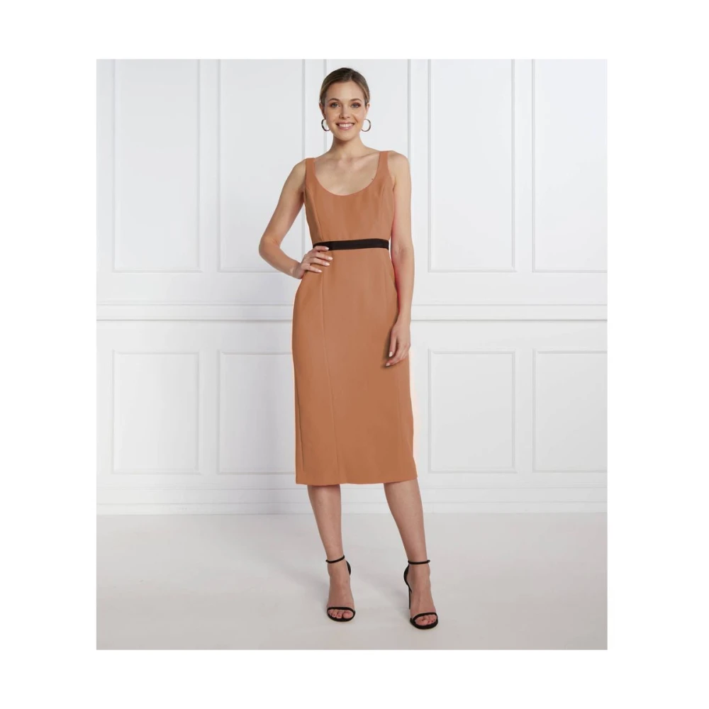 pinko Bruine Mouwloze Crepe Jurk Brown Dames