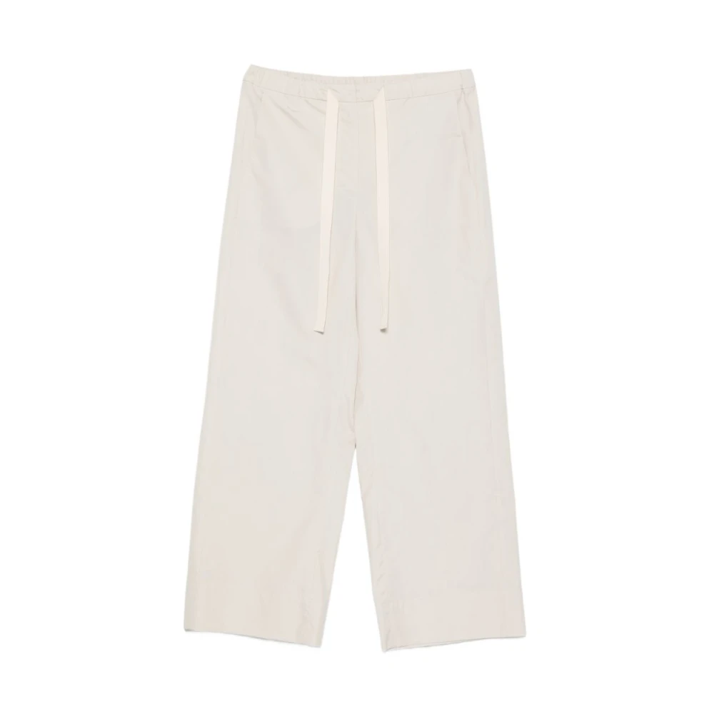 Max Mara Women's White Wide Trousers, 2XS, Argenta Drawstring Trousers