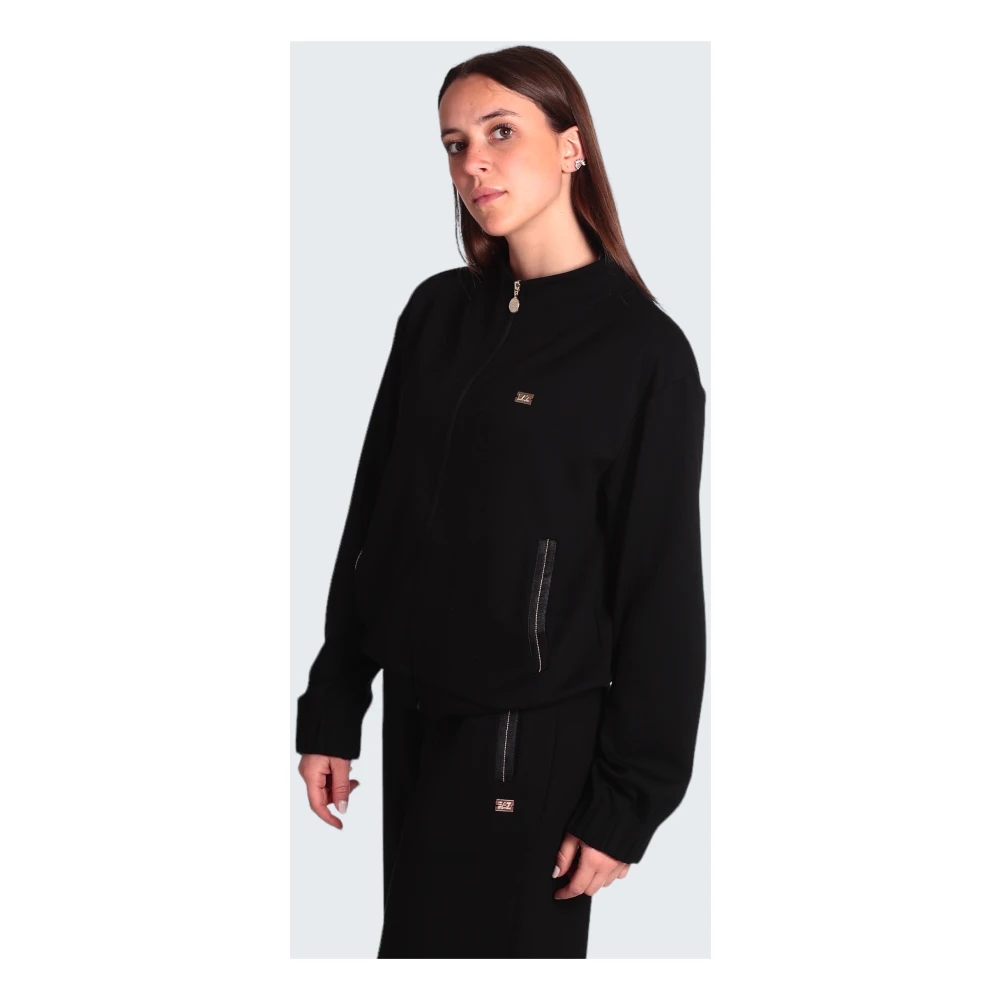 Emporio Armani EA7 Zwarte Zip Sweater 3Dtm31 Black Dames