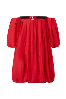 red-off-shoulder-balloon-dress