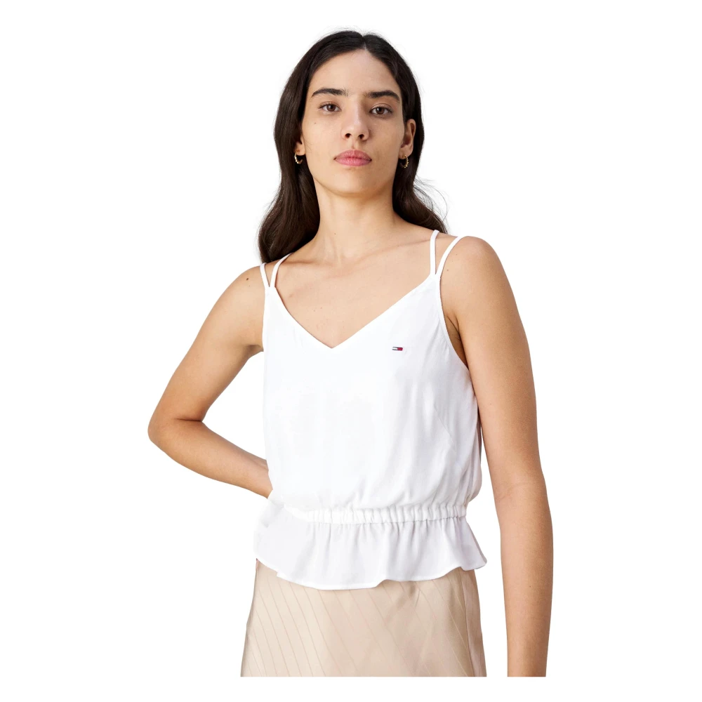 Tommy Jeans Essential Strappy Jeans White Dames