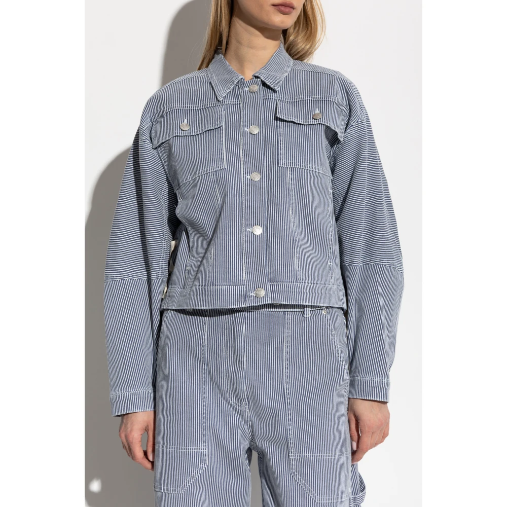 Munthe Jas met gestreept patroon Famke Blue Dames