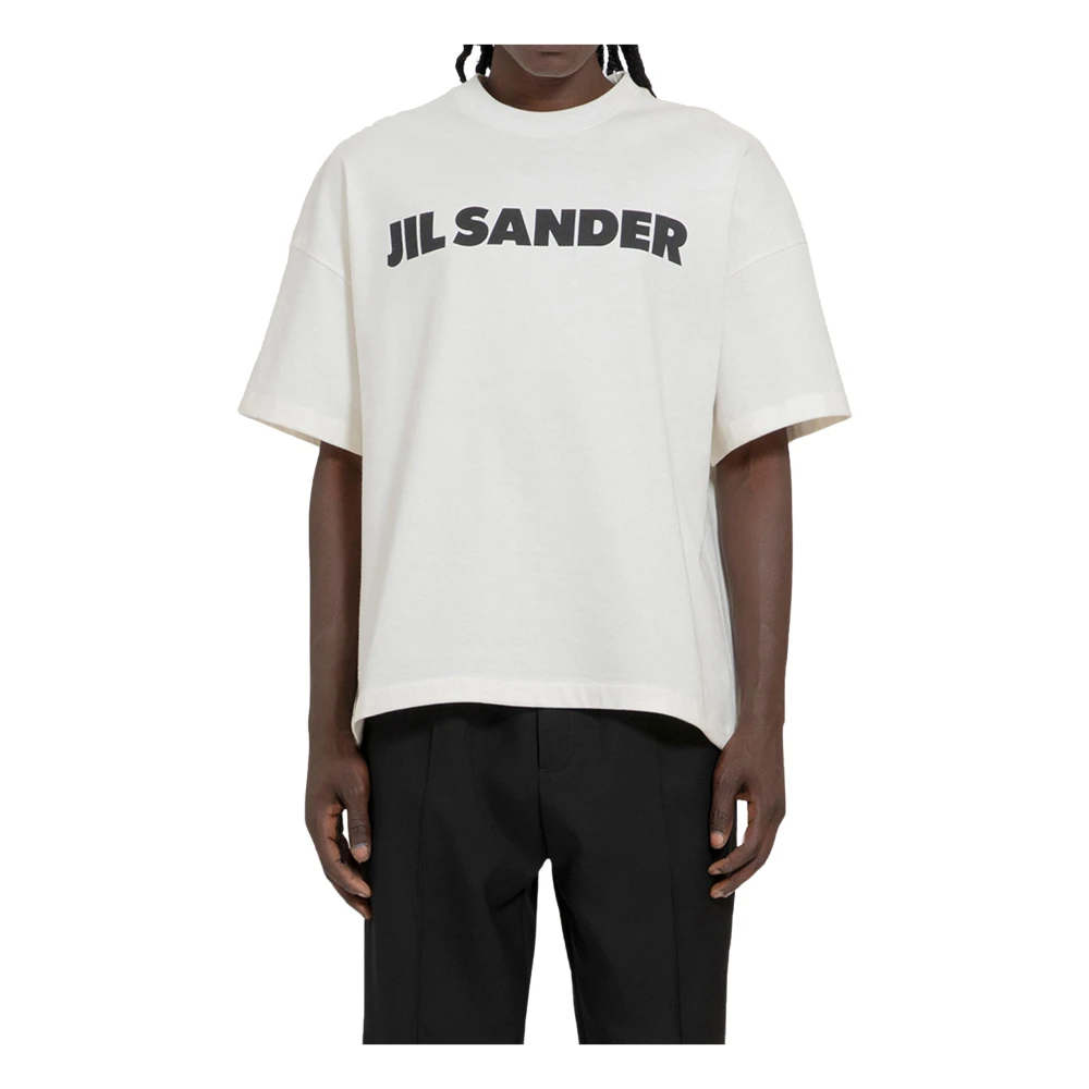 Jil Sander Cosmic Latte Logo T-Shirt White Heren