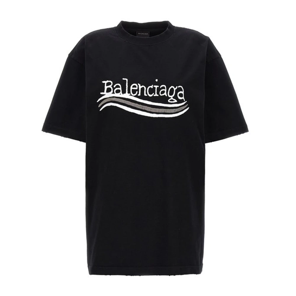 Balenciaga Zwart T-shirt met logo detail Black Dames