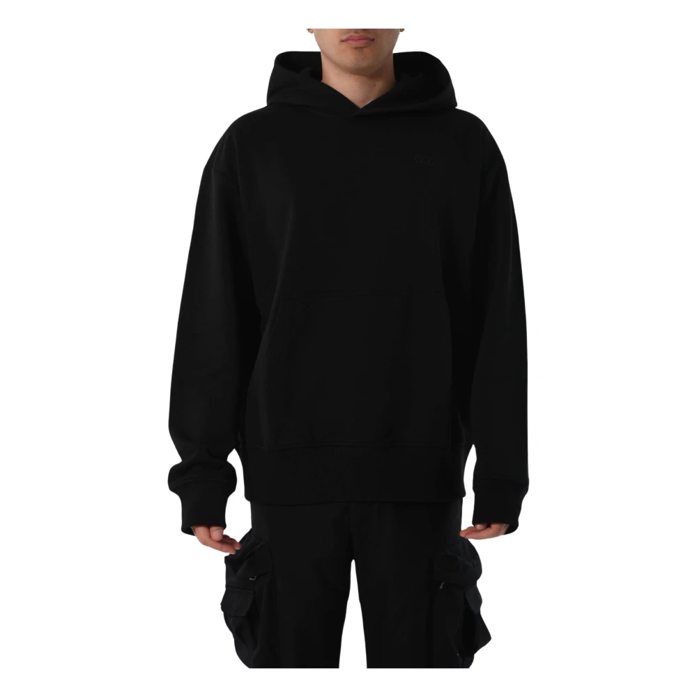 Diesel Katoenen hoodie met geborduurde logo's Black Heren