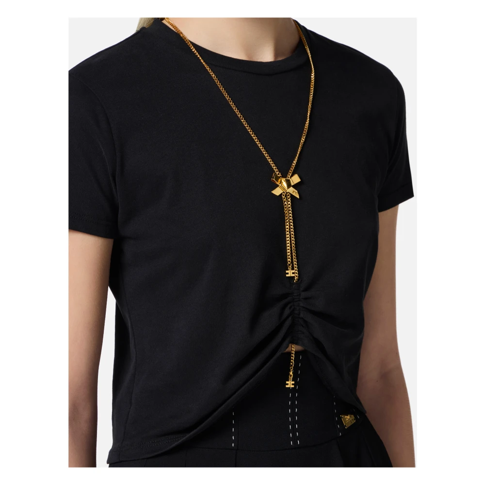 Elisabetta Franchi Zwarte Korte Katoenen Trui Black Dames