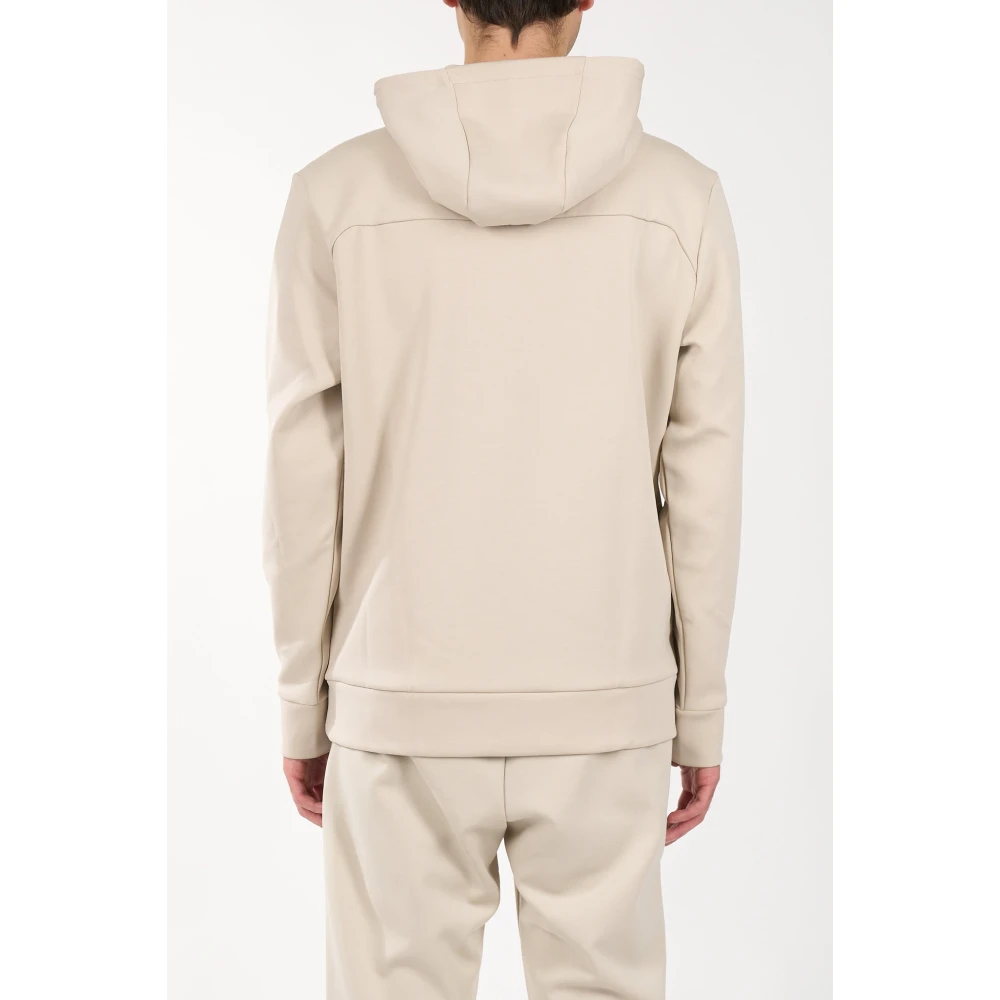 Hugo Boss Katoenen Hoodie met Frontlogo Beige Heren