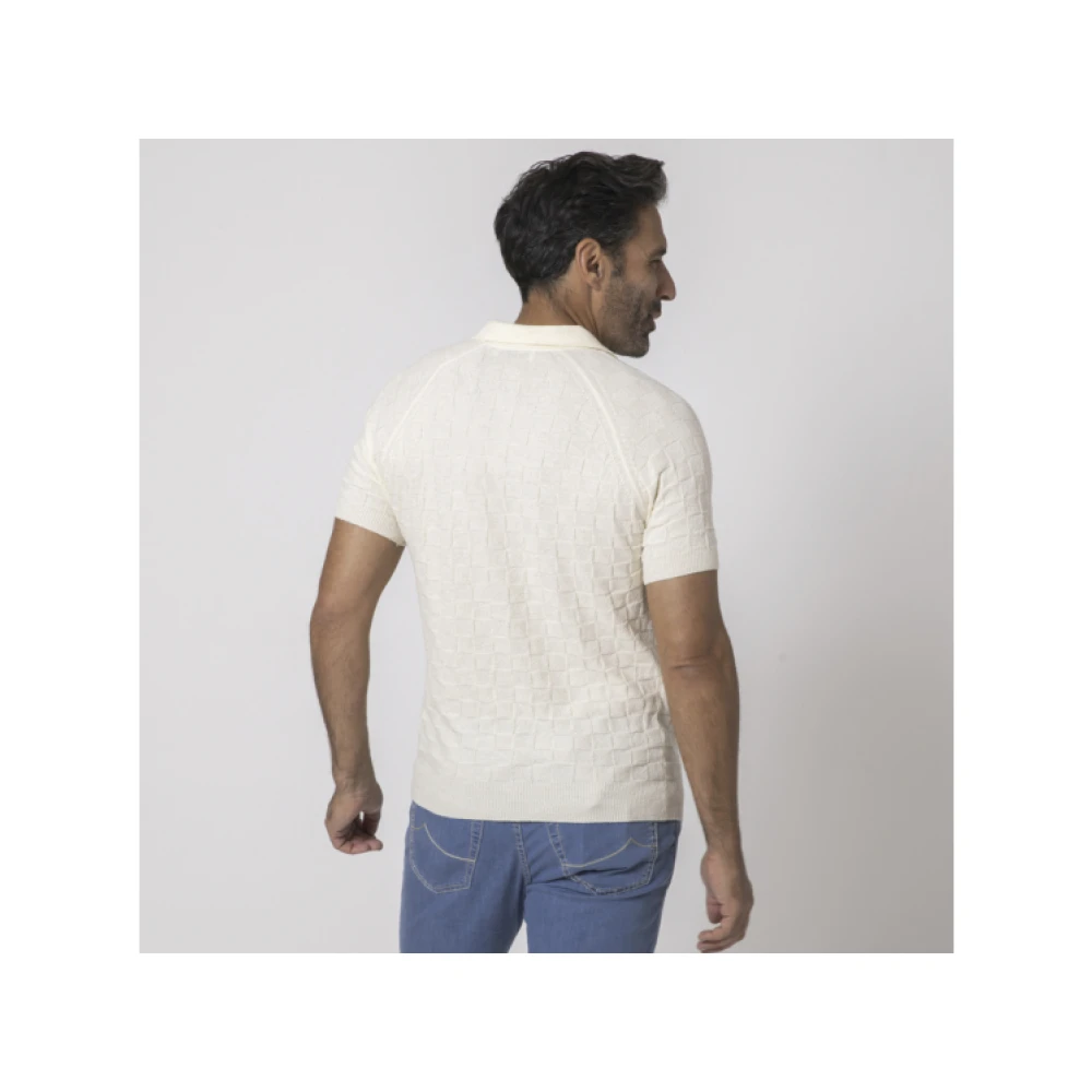 Gran Sasso Geometric Polo Shirt Beige Heren
