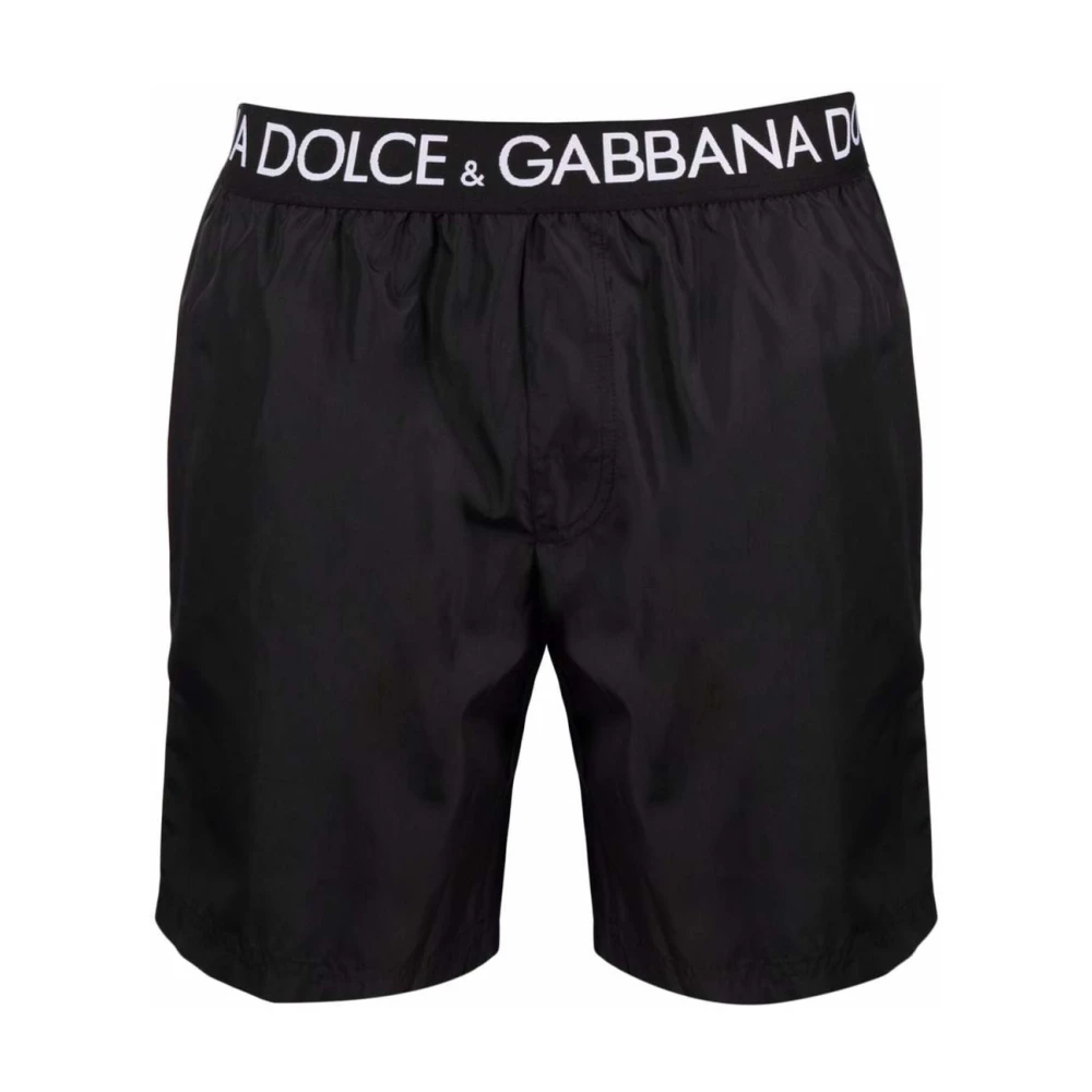 Dolce & Gabbana Zwart Sea-kleding met stretch tailleband Black Heren
