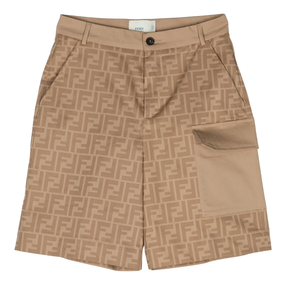 Fendi Men's Beige Logo Shorts