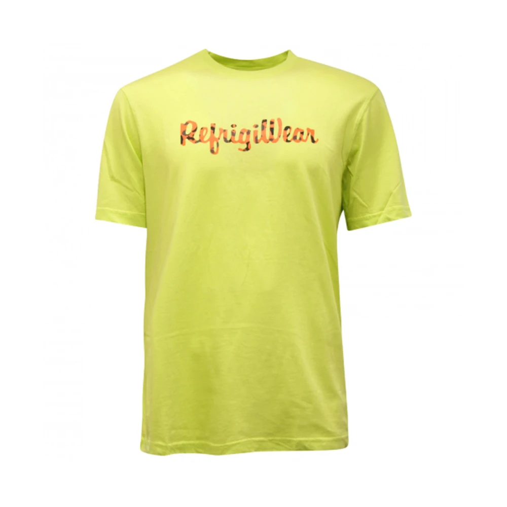 RefrigiWear Luipaardprint Katoenen Crewneck T-shirt Yellow Heren