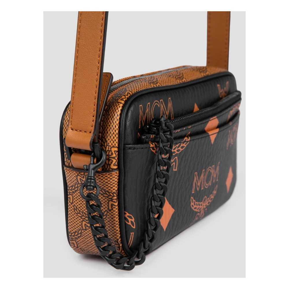 MCM Aren Schoudertas met Pouch in Monogram Mix Black Dames