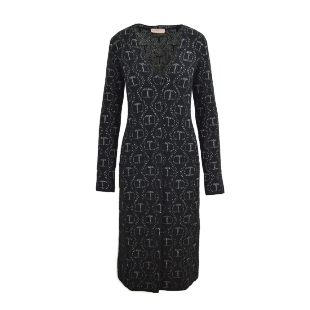 Twinset Lang Vest Oversized Pasvorm Black Dames