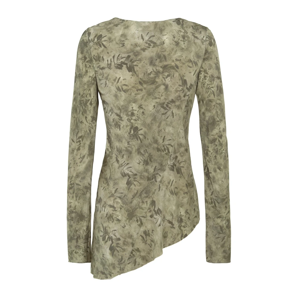 Cortana Zijden Herba Print Top Green Dames