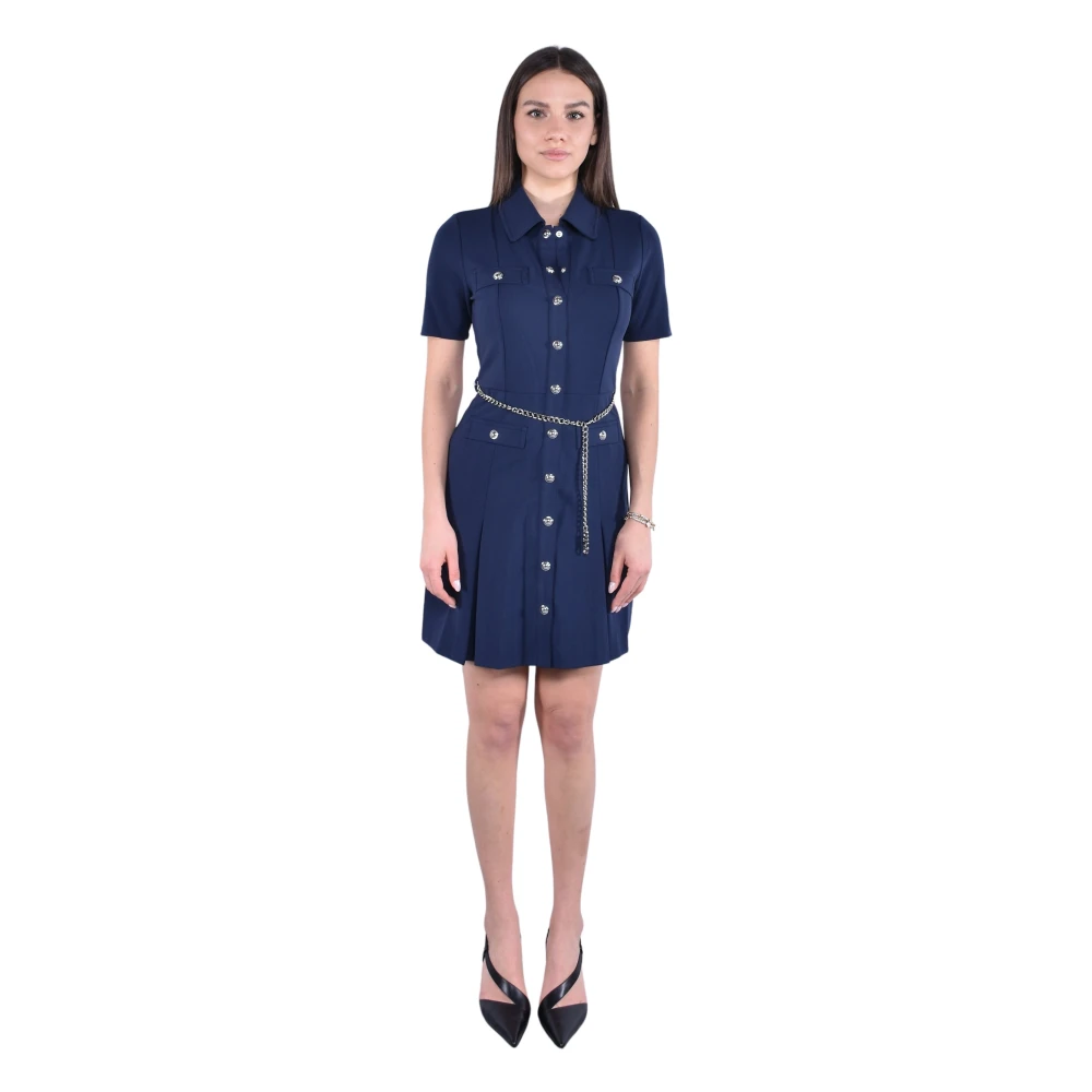 Michael Kors Women's Blue Belted Pleated Shirt Dress - Shirt Dresses - Xs - Dresses