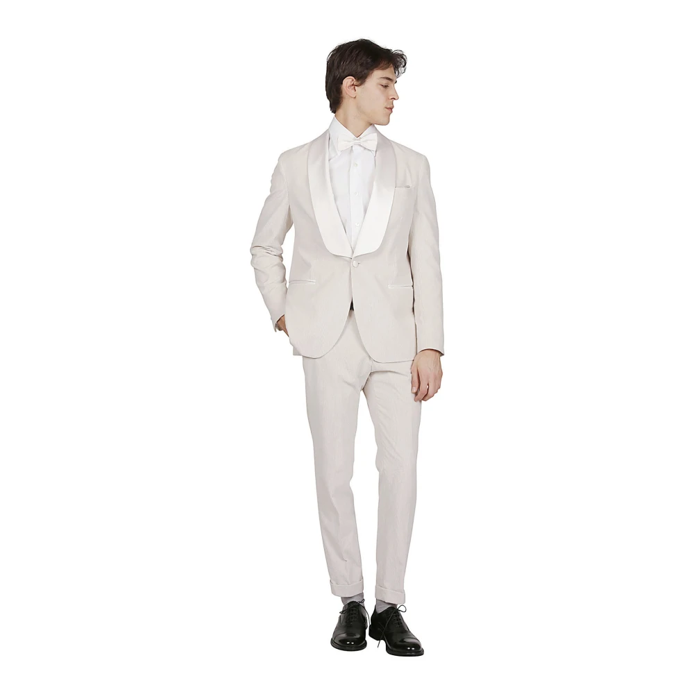Eleventy Katoen Kasjmier Tuxedo Smoking Pak Beige Heren