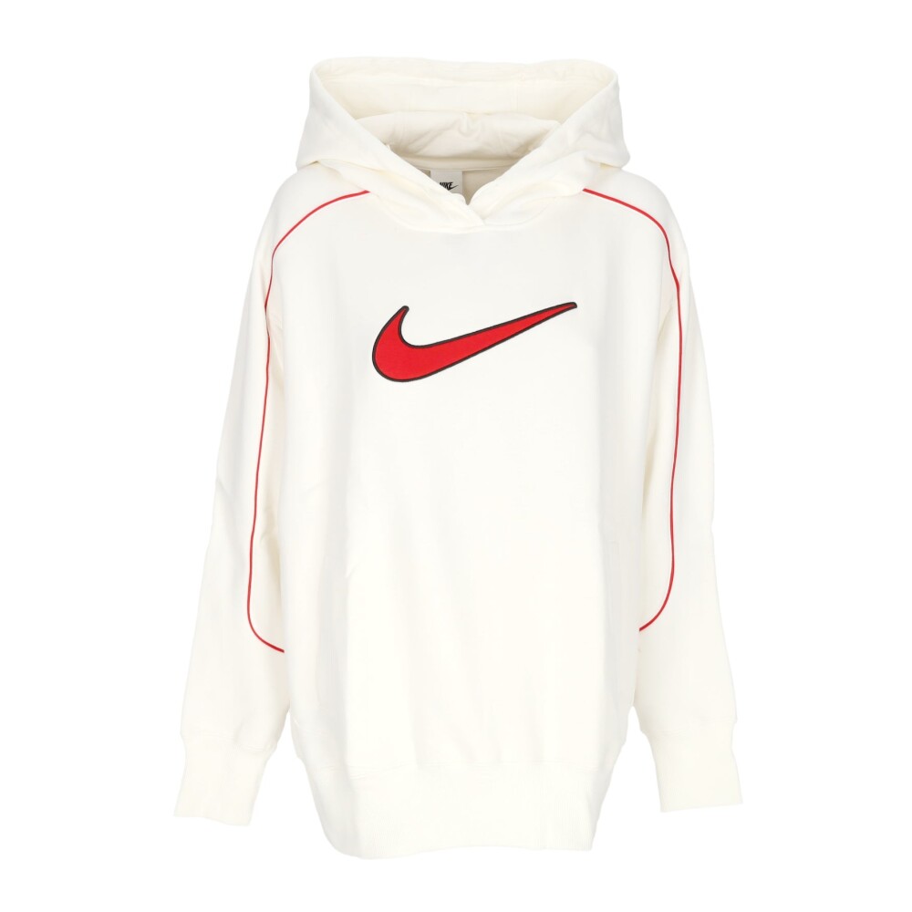 White nike hoodie with braggy red swoosh