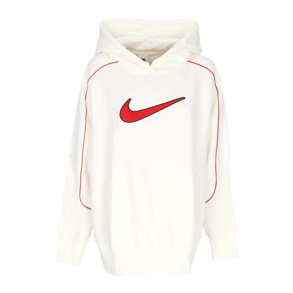 Nike Oversize Swoosh Hoodie Röd White, Dam