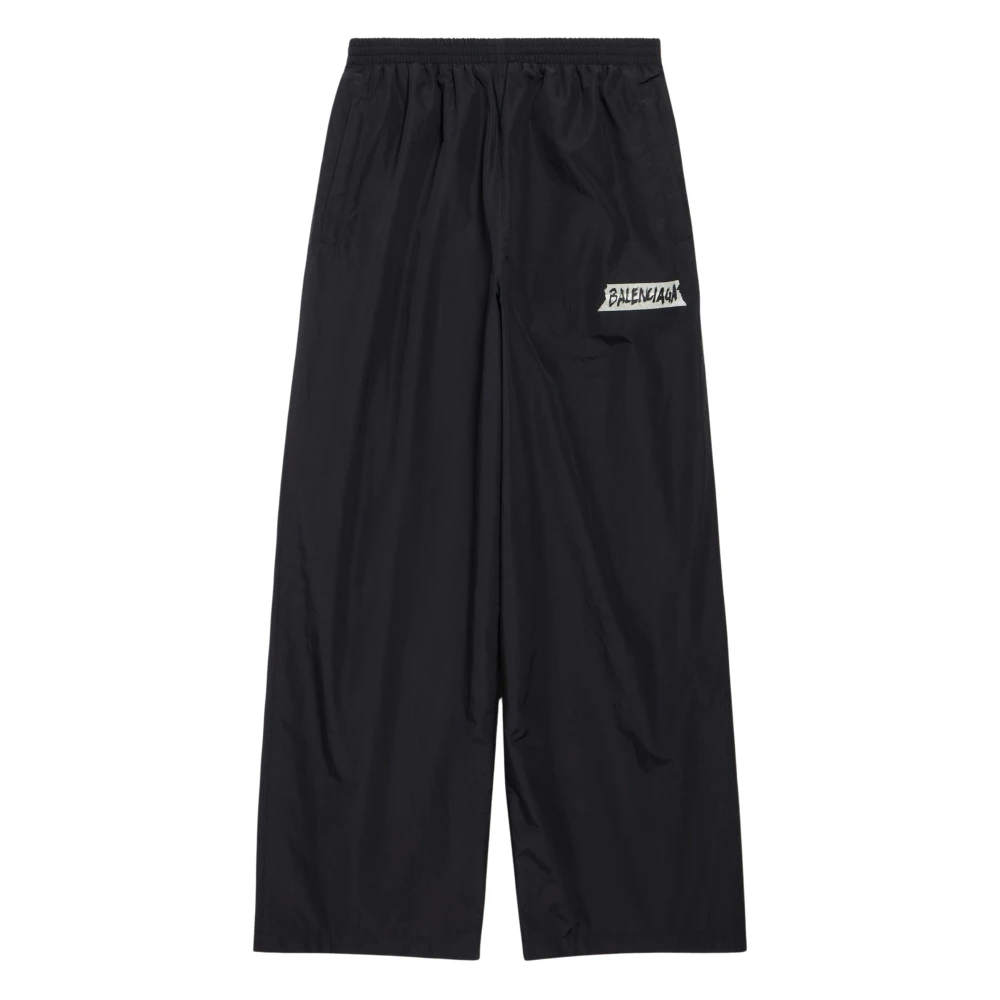 Balenciaga Men's Black Masking Tape Tracksuit Trousers - Wide Trousers - S - Trousers