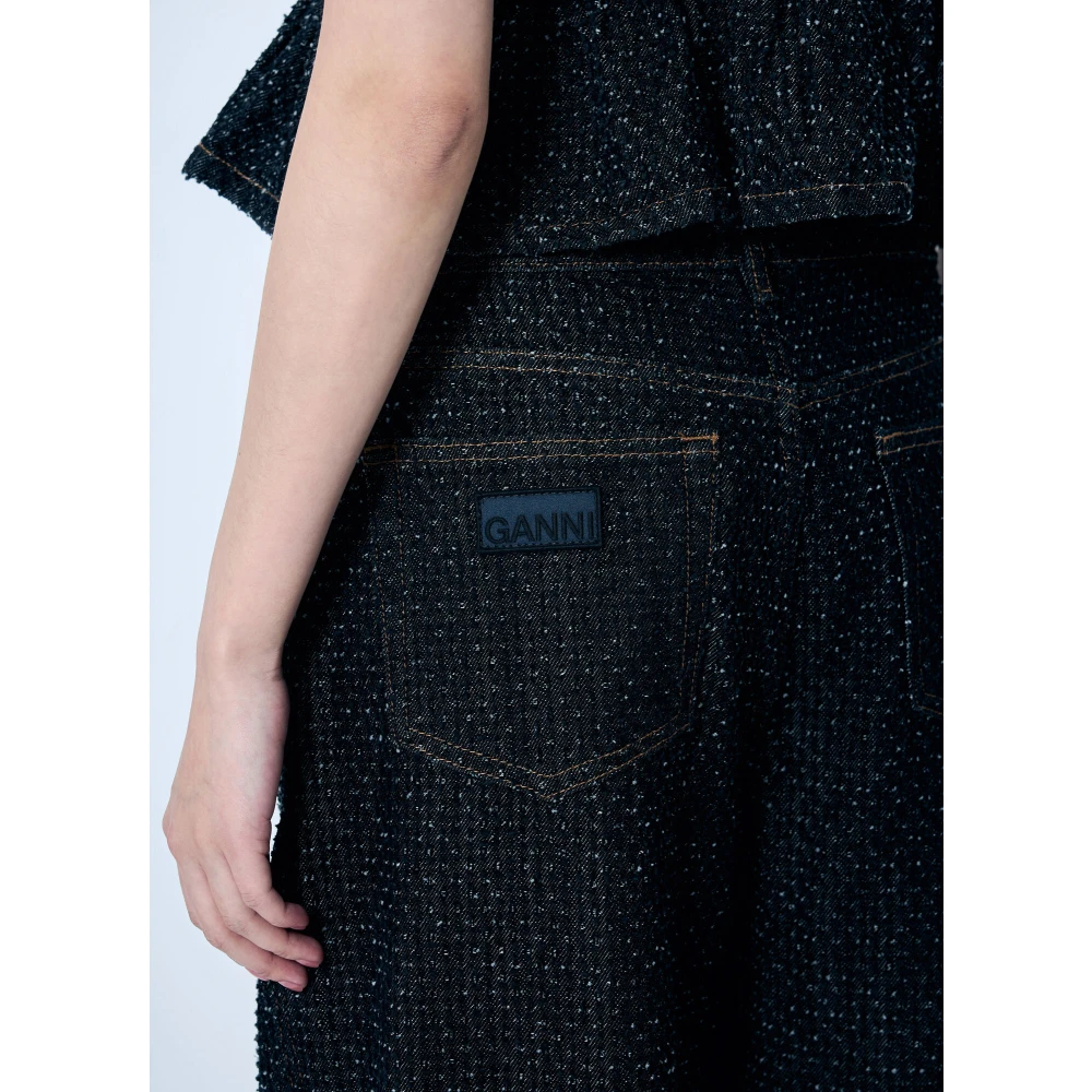 Ganni Fluffy Denim Carpenter Jeans Black Dames