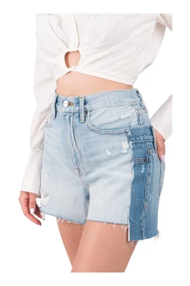 Layered Denim Shorts