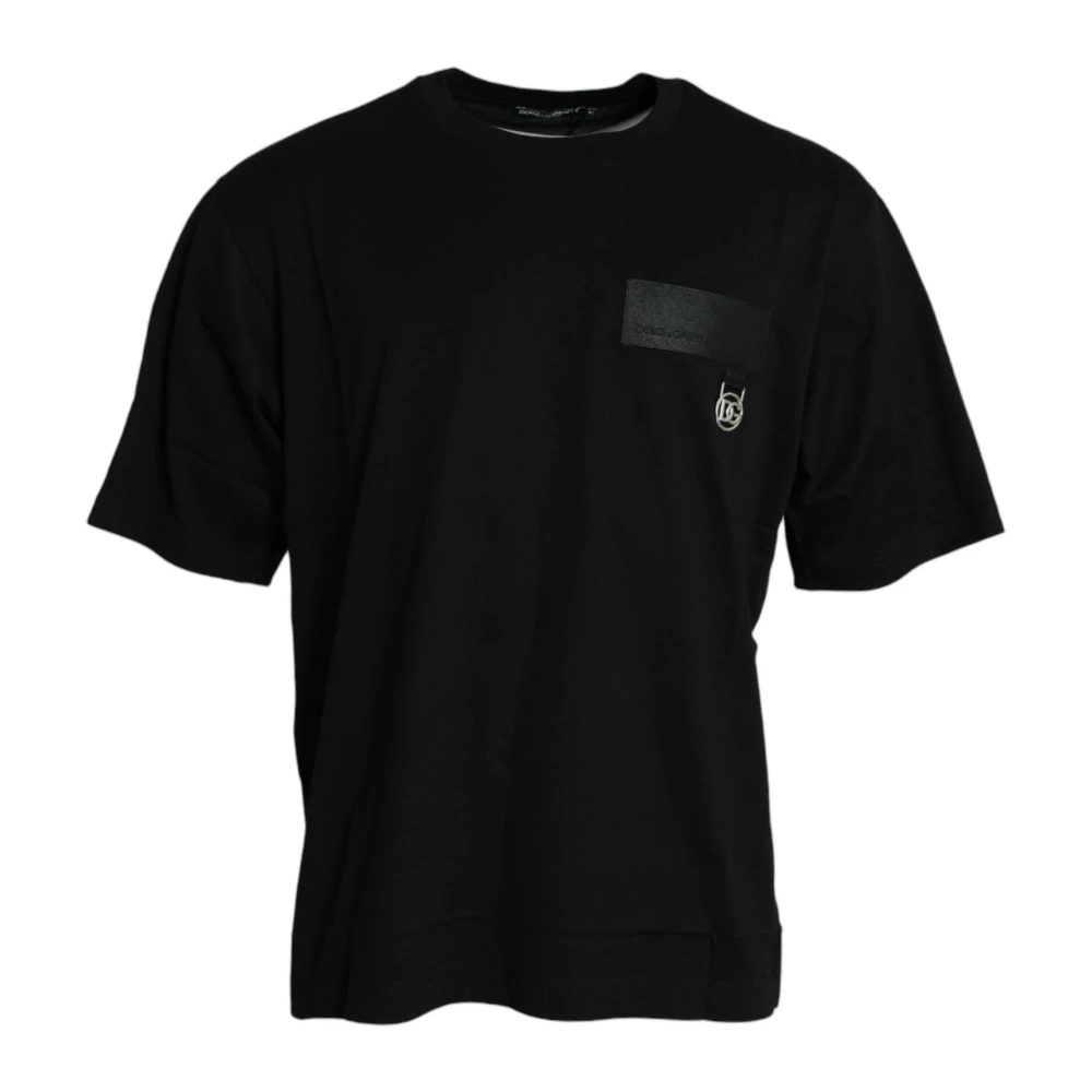 Dolce & Gabbana Men's Black Logo Patch Crew Neck T-Shirt