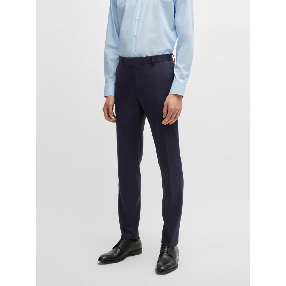 Hugo Boss Blauw Verticaal Gestreept Pak Blue Heren