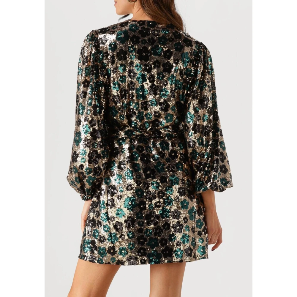 Notre-v Sprankelende Paillet Bloemen Mini Jurk Multicolor Dames