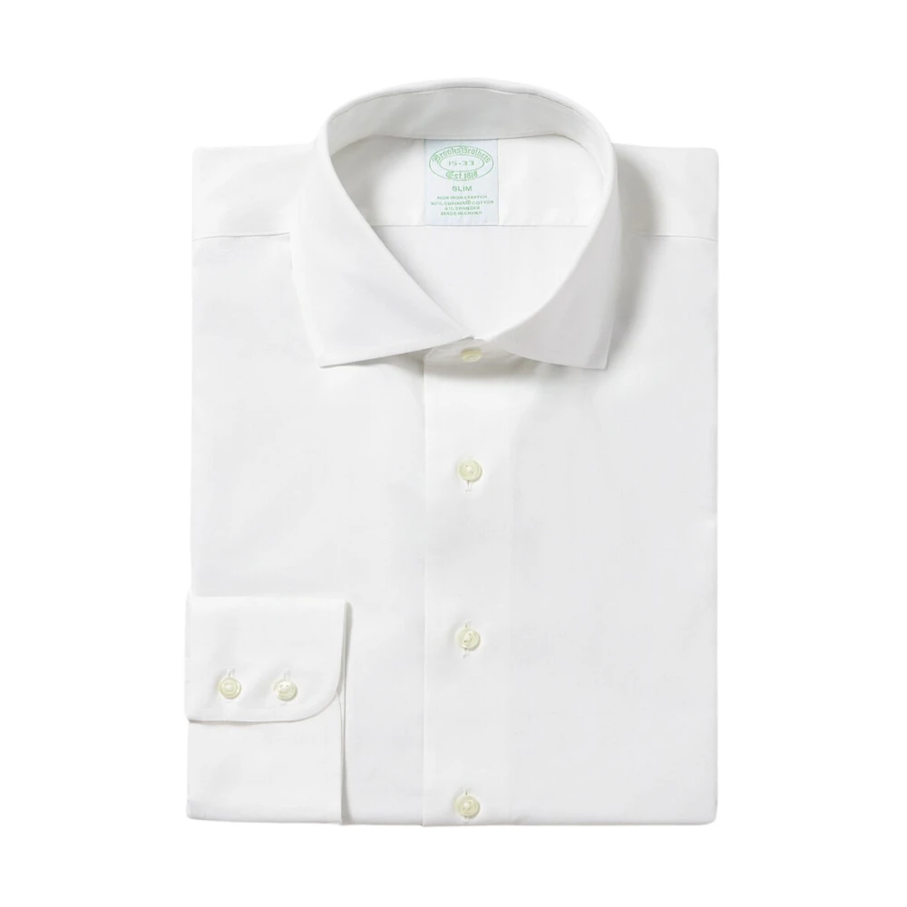 Brooks Brothers Slim Fit Non-Iron Stretch Katoenen Overhemd met Engelse Spread Collar White Heren