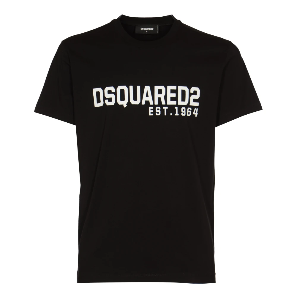 Dsquared2 Geribbelde kraag katoenen T-shirt Black Heren